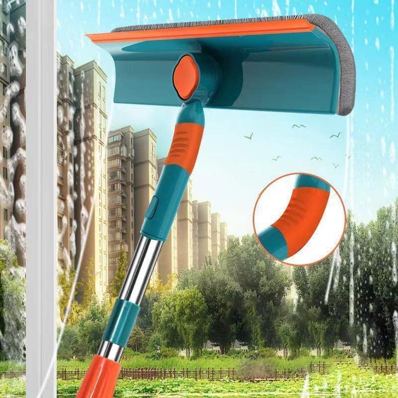 Image of 2 in 1 Window Cleaning Tool Wiper Window Cleaner with Bendable Head for Indoor Outdoor High Windows Cleaning (1, Green, Standard)