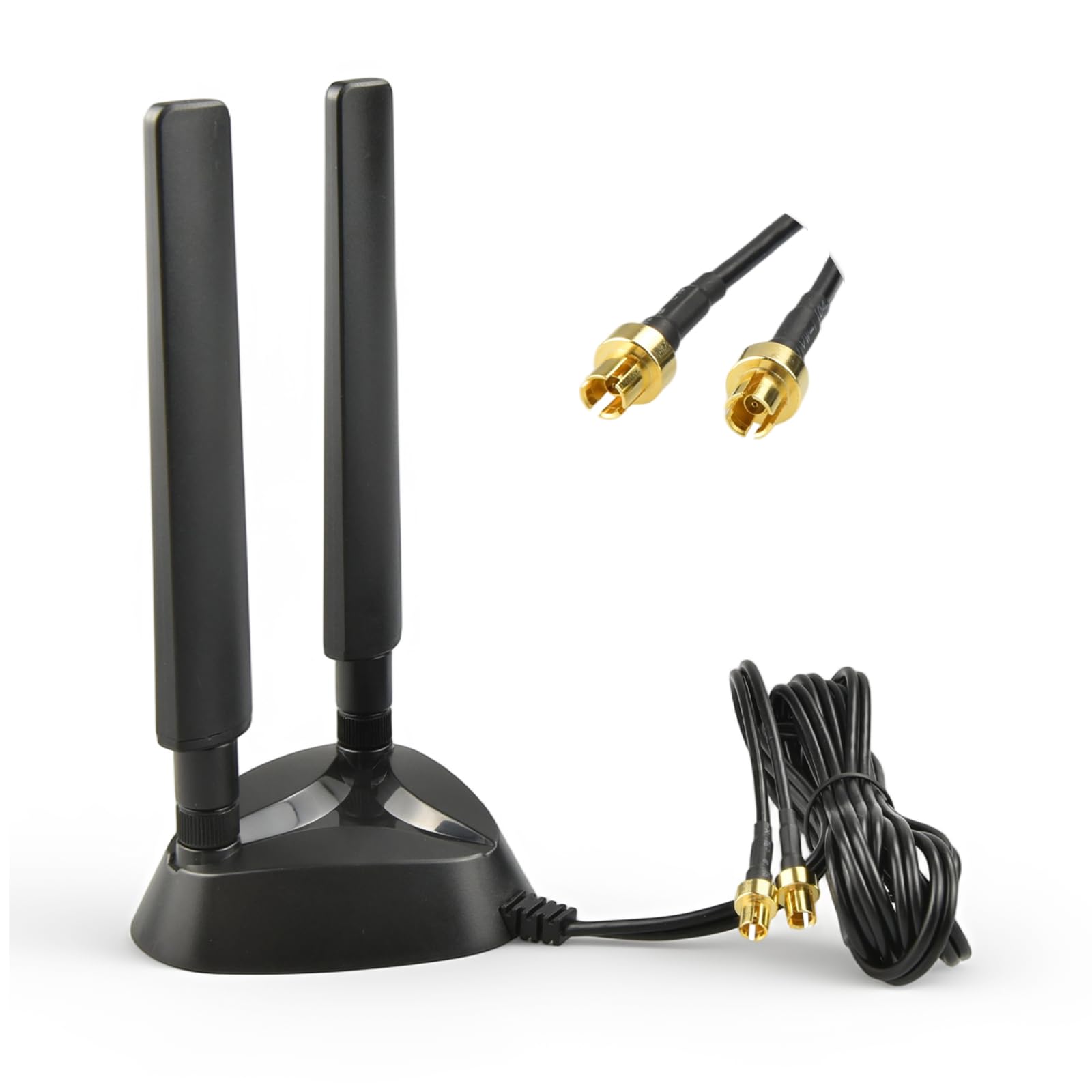 Antenne à Base Magnétique Tri-Bande WiFi 7 pour Carte Mère Gaming - Connecteur Push-on, 3 dBi Omnidirectionnelle pour ASUS ROG Strix TUF Gaming ProArt Prime Carte Mère PC de Bureau