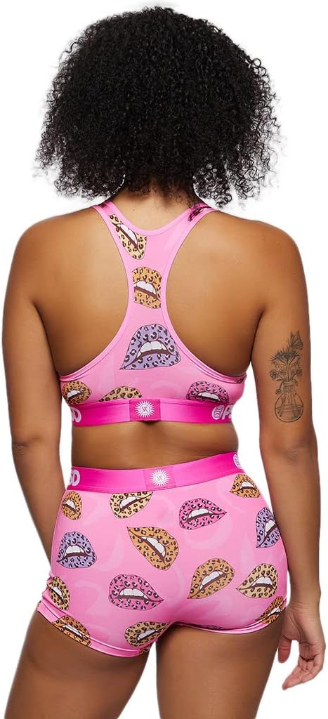 PSD Women's Sr Cheetah Lips Sports Bra, Pink, L