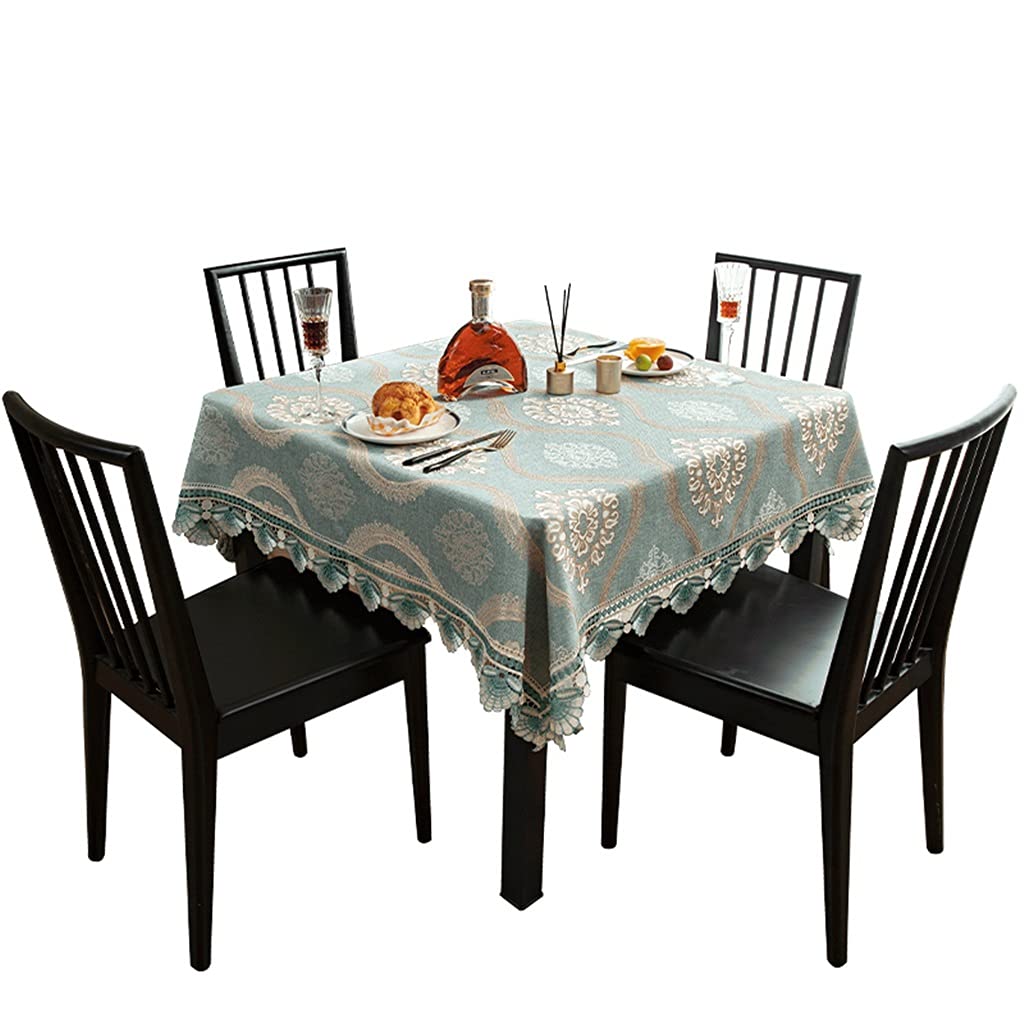 Nappe carrée de style européen bleu blanc nappe de table carrée salle à manger 160x160