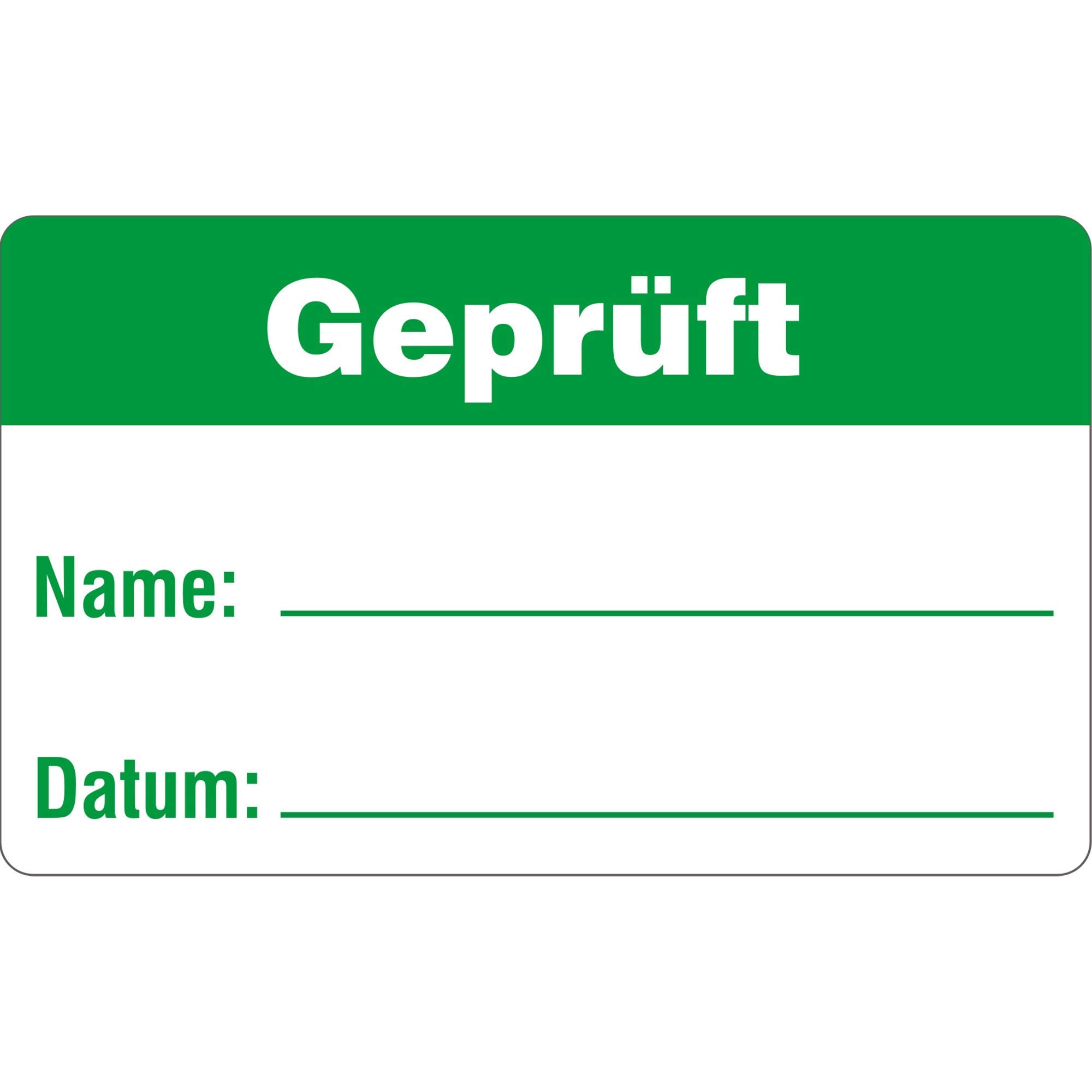 Labelident Qualitätssicherungsetiketten - Geprüft - 38 x 23 mm - 1.000 QS-Etiketten auf Rolle, PE-Folie (Polyethylen) weiß, ablösbar
