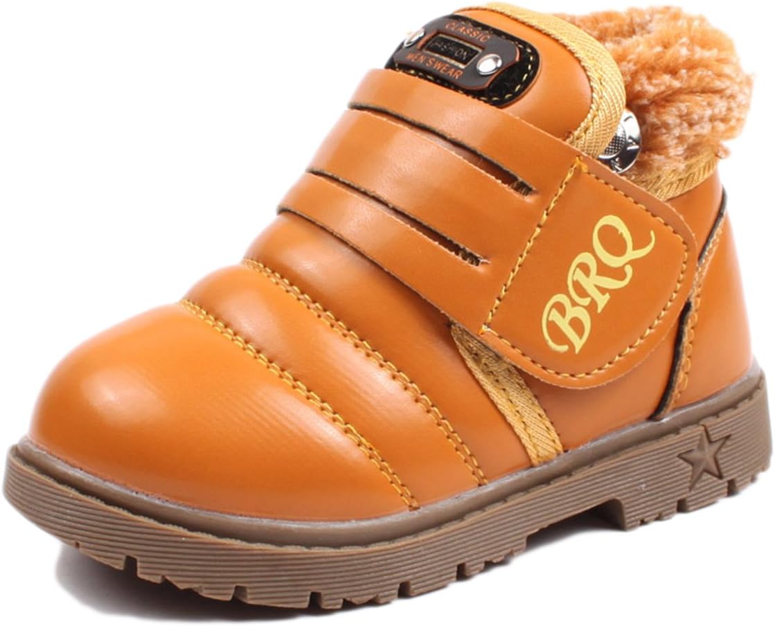 Richarde Winter Snow Boots Girls Boys Waterproof Pu Leather Bootie Yellow 30