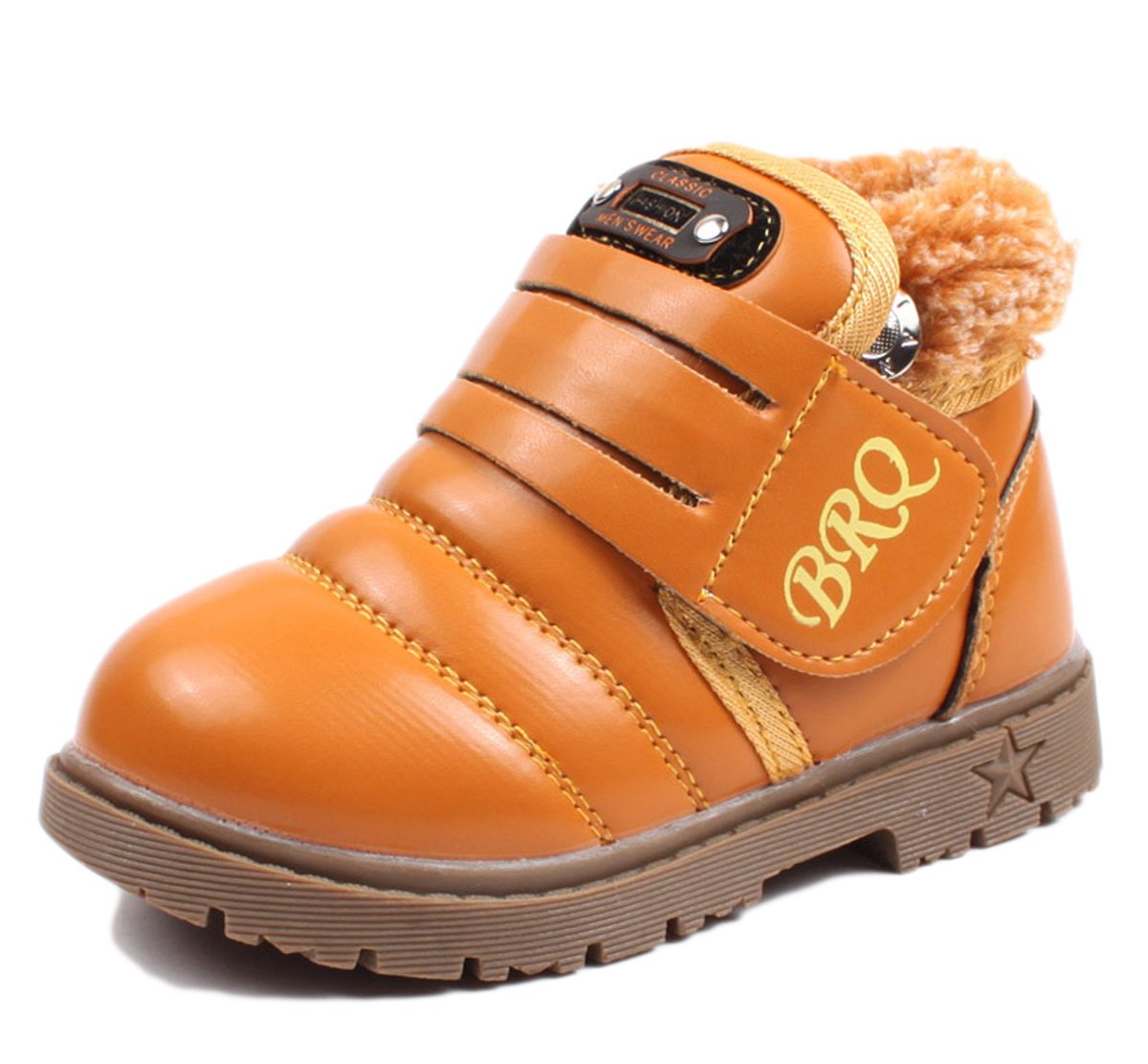 Richarde Winter Snow Boots Girls Boys Waterproof Pu Leather Bootie Yellow 30