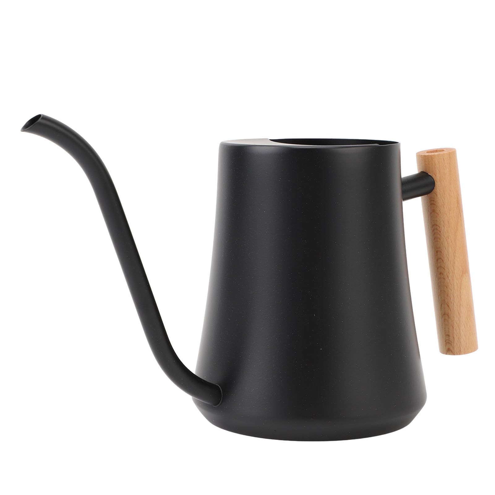 Wakects Regadera de Interior Regadera de Acero Inoxidable 1L Caño Largo de Madera Negro Mate para Plantas de Interior Plantas de Suculentas Bonsai Oficina en Casa (Negro Mate)