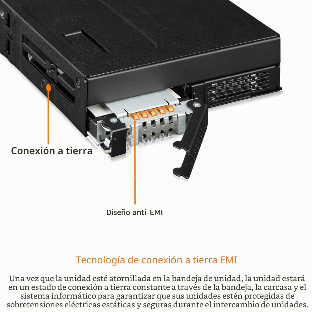 ICY DOCK ToughArmor MB105VP-B, Estante removible metálico 2 x 2,5" SSD NVMe U.2/U.3 SlimSAS (SFF-8654 8i) pinout definido por SFF - 9402 Rev 1.1, PCIe 4.0, para bahía de Unidad de 5,25"