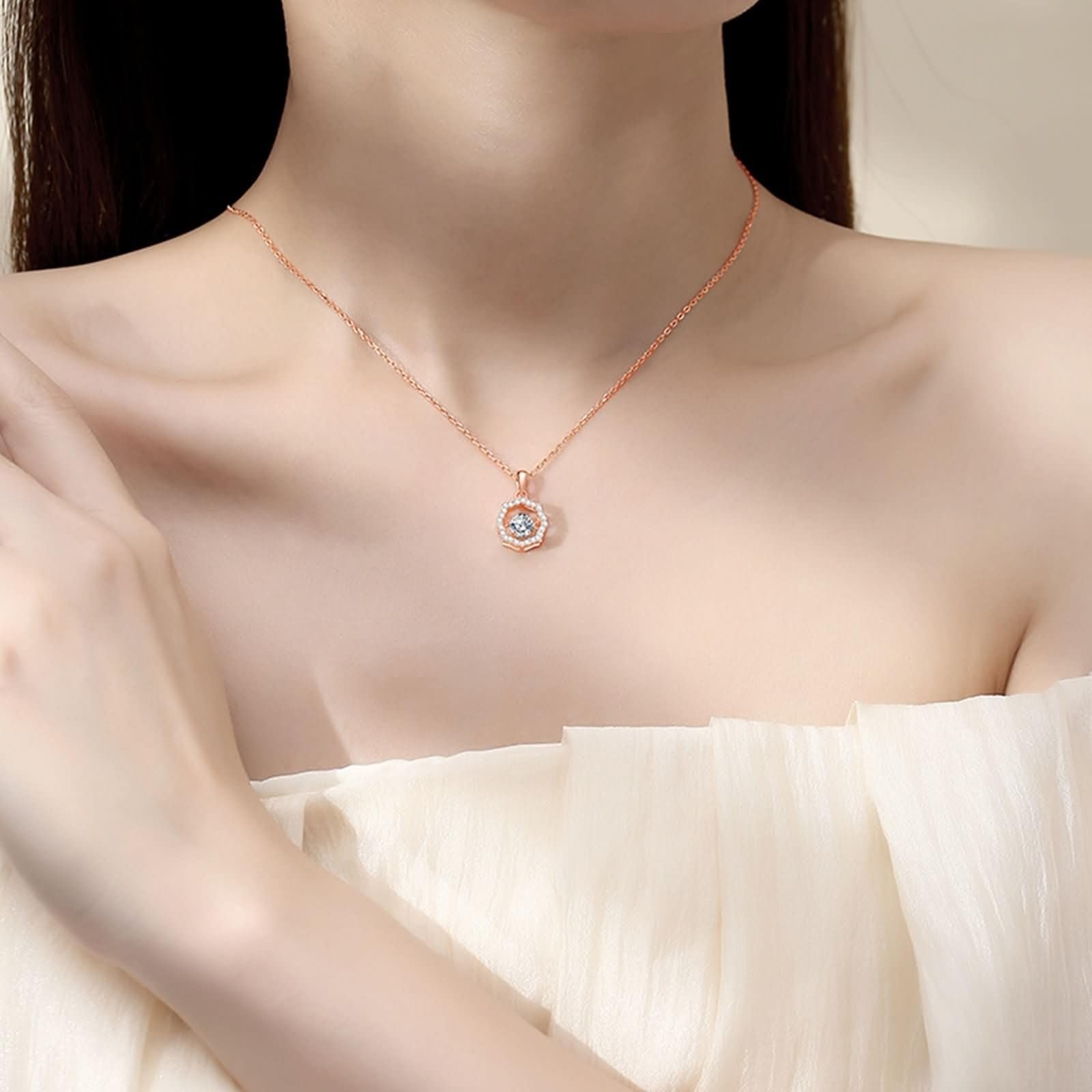 Collares de moissanita de oro blanco de 9K/14K/18K para mujer, collar hueco de halo con borde ondulado para mujer
