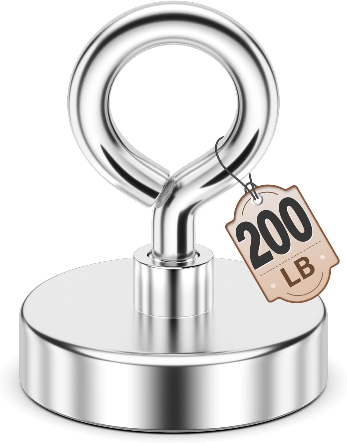 FINDMAG 1.76" Fishing Magnets, 200 LBS Pulling Force Neodymium Rare Earth Magnet with Lifting Eye-Bolt, Super Strong Round Magnet for Retrieving Items in Lake, Beach, Lawn and New House
