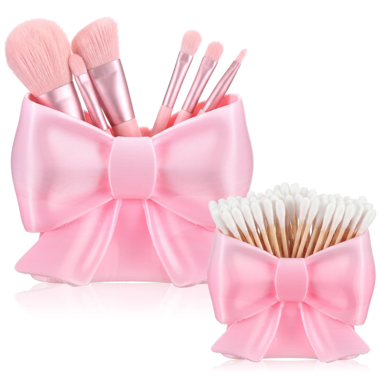 Porte-pinceaux de maquillage Hushee au design nœud rose pour une décoration esthétique