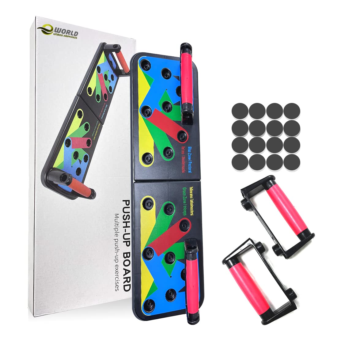 e world unbox happiness 18 in 1 Push Up Board Rack Home Workout Equipment