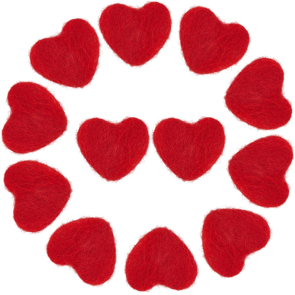 Cœurs en feutre pour loisirs créatifs : ornements rouge pour guirlande de fête artisanale