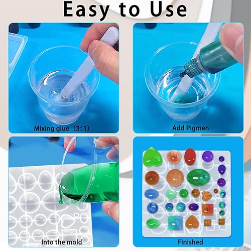 Miniatura 3 de Paquete de 2 moldes de resina para joyería, moldes de joyería findTop para fundición de resina, moldes de silicona para resina epoxi para colgantes,