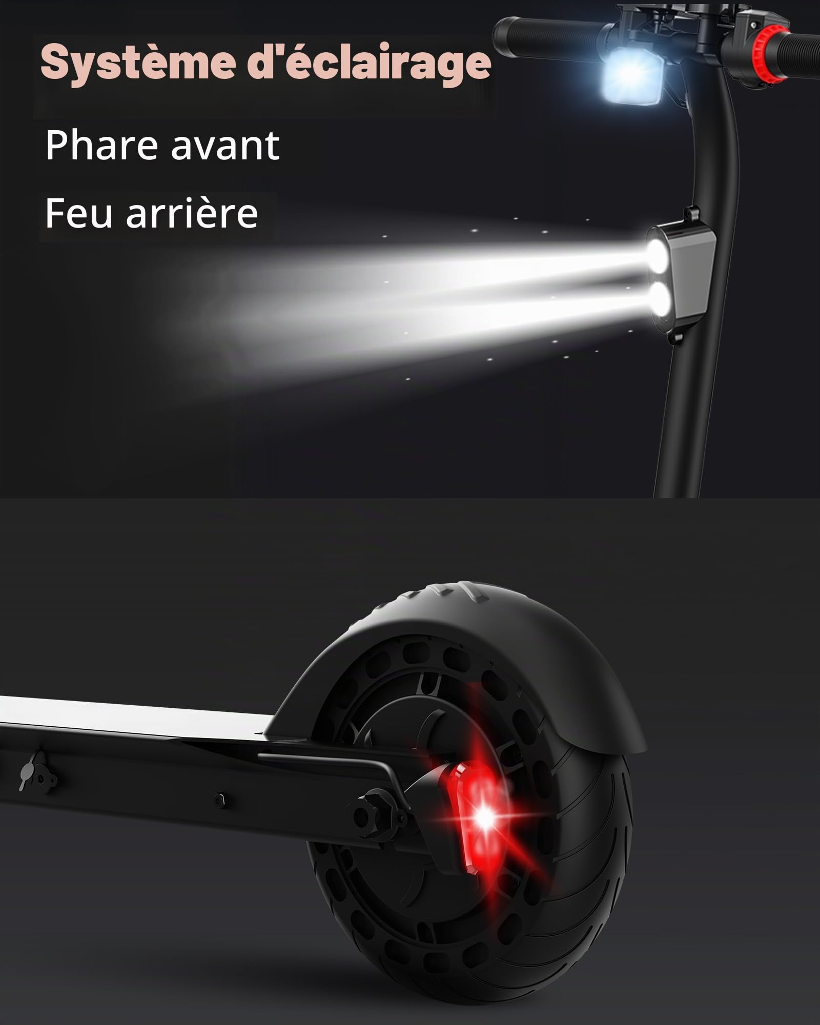 Trottinette Électrique pour Enfants, Moteur 500W, 8'' Trottinette Electrique Enfant Pliable, Vitesse Max 25 KM/H, Autonomie 12-15KM, Affichage LED, Adolescents, Adultes