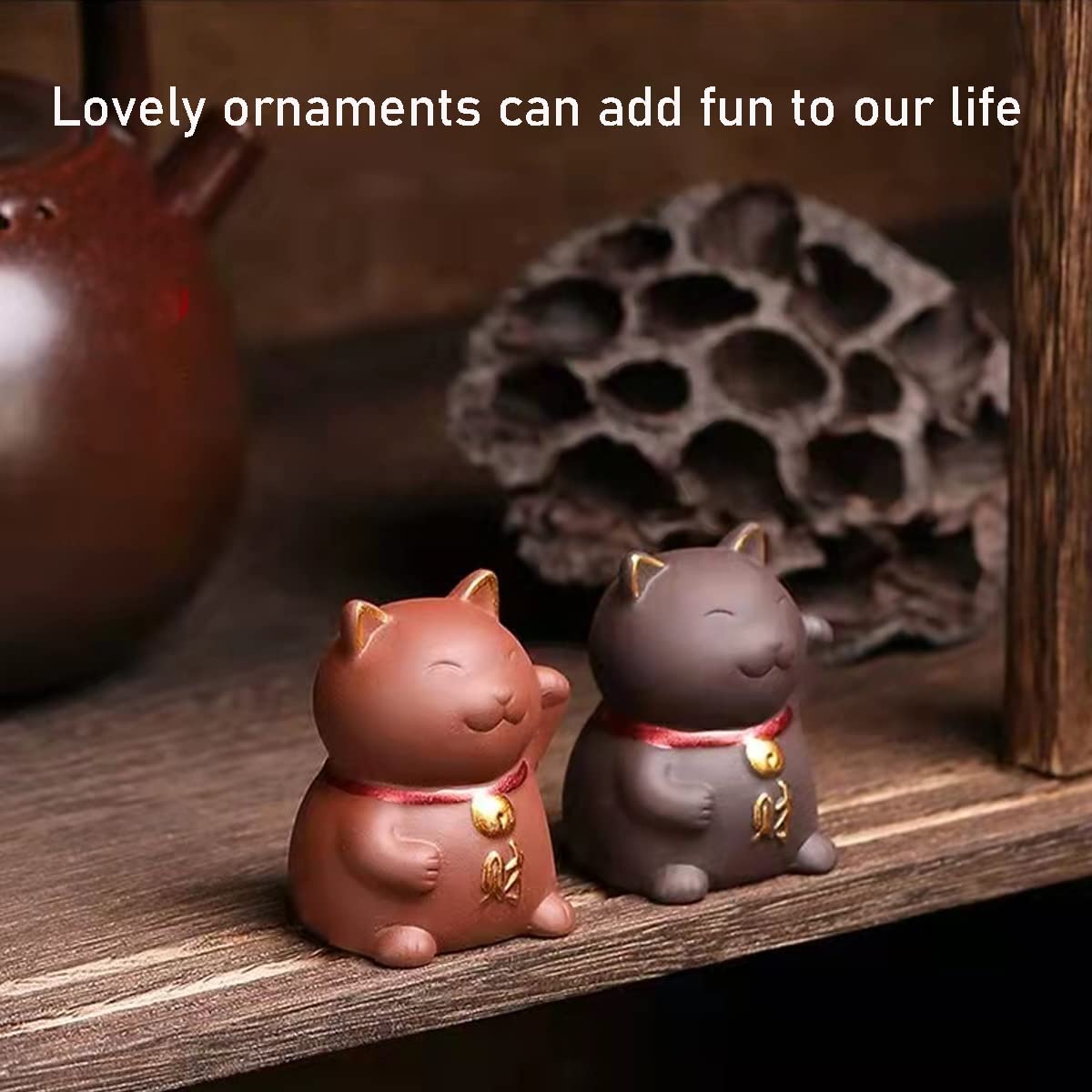 Teapet Zisha In Argilla Viola: Gatto Arrabbiato Simpatico – Statuetta Per Cerimonia Del Tè Kung Fu, Regalo Originale - 2