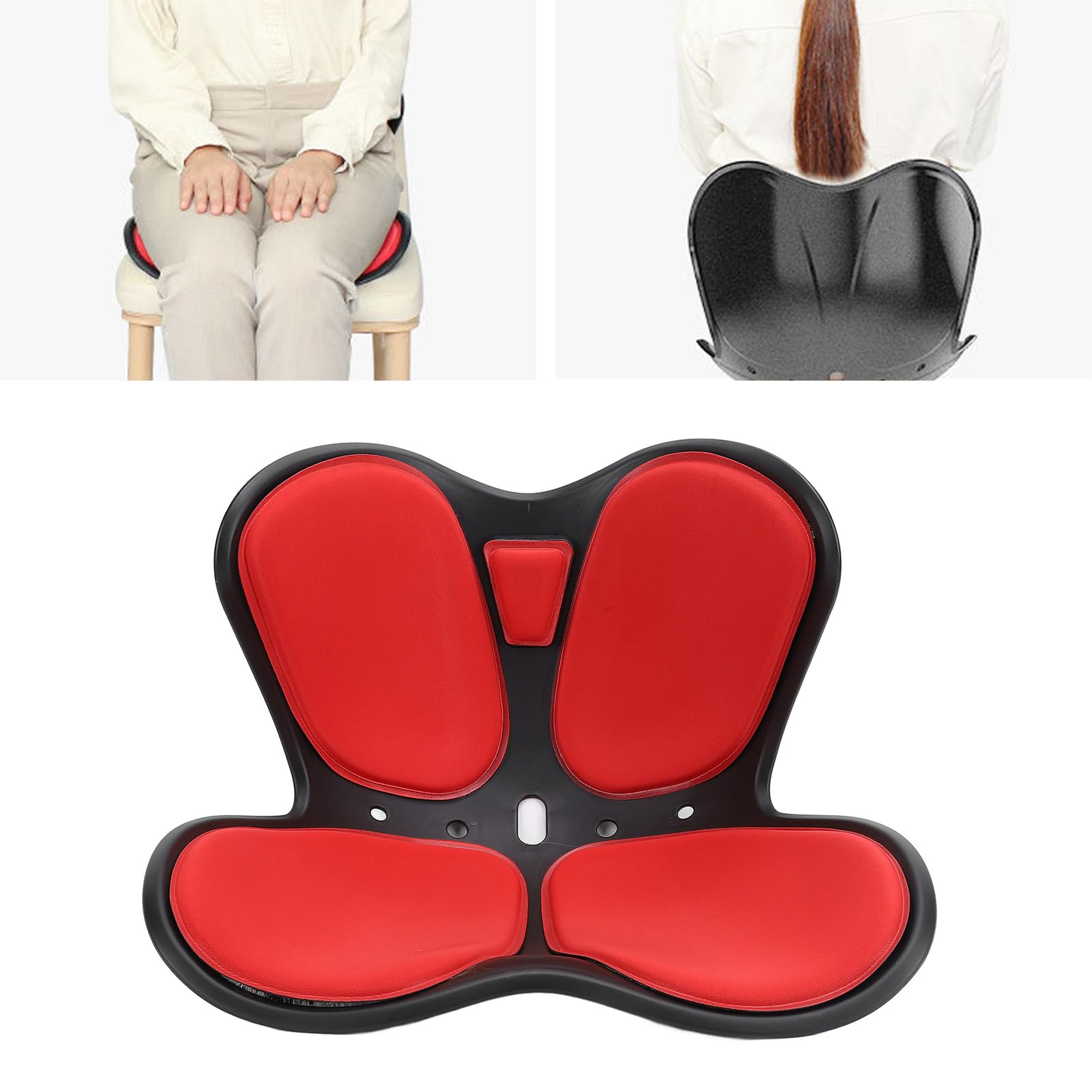 TOPINCN Ergonomische Lendenpolsterstuhl Lendenstütze Kissen Premium Material Leichtes Tragbares Rückenstütze Kissen für Lange Sitzen (Rot)