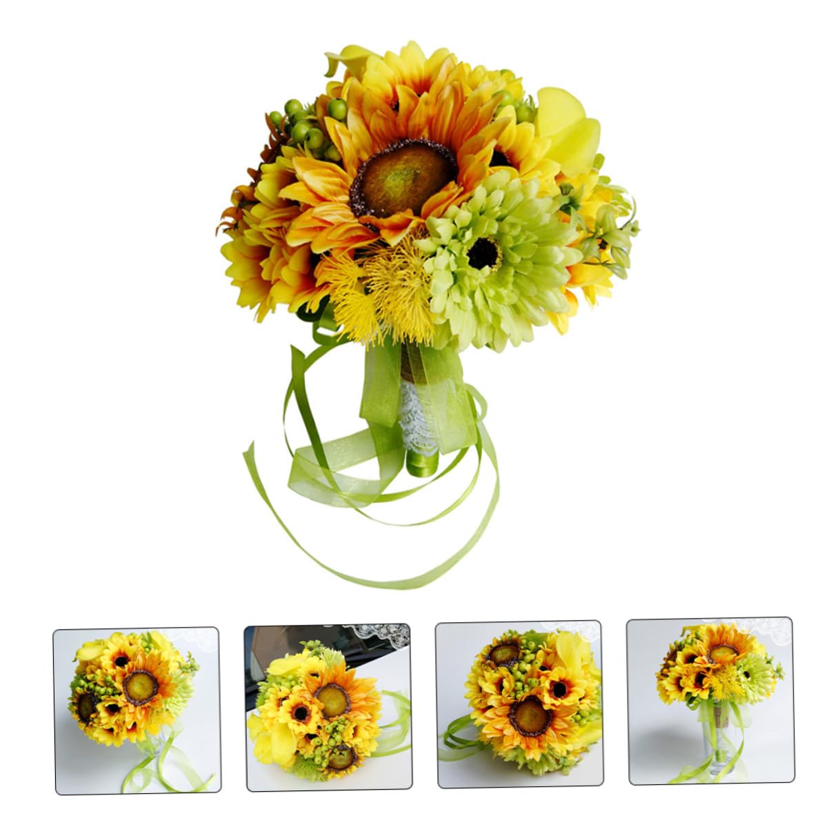 Uonlytech Künstlicher Brautstrauß Sonnenblumenstrauß Hochzeitsdeko Langlebig Pflegeleicht Fotorequisite für Hochzeit und Party