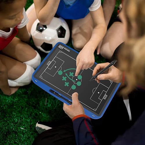 Miniatura 5 de VNVDFLM Tablero táctico electrónico de fútbol de 13.5 pulgadas, tablero de estrategia de fútbol LCD con lápiz capacitivo, tablero de marcador de