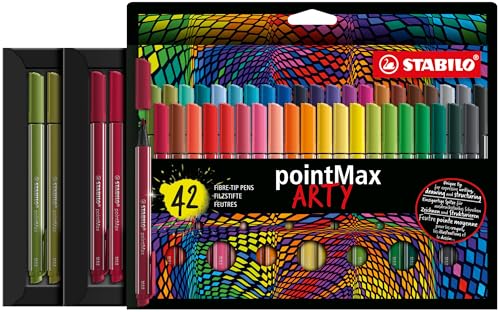 Image of STABILO Nylon Tip Writing Pen pointMax ARTY card wallet of 42 Mixed Colors