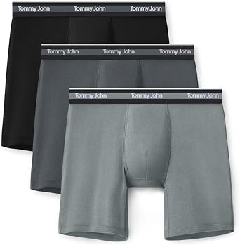 Tommy John Mens Comfort Micro Boxer Brief Underwear - 6" 3-Pack, Brushed Microfiber, 4-Way Stretch & Stay-Put Waistband