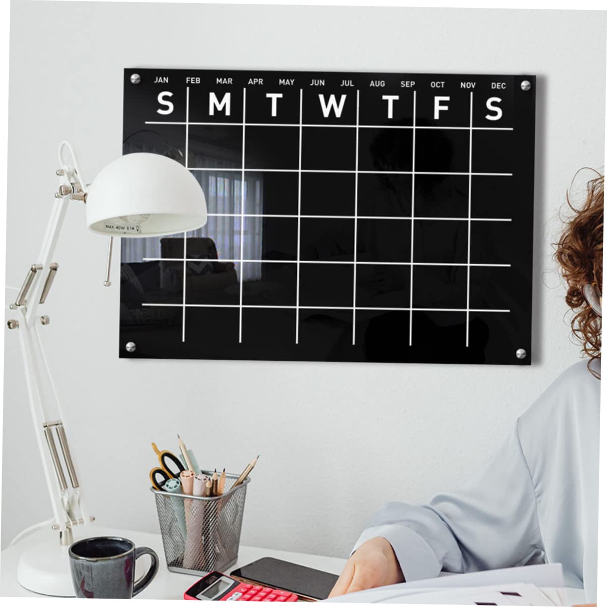 1 Set Bacheca Cancellabile Parete Calendario Settimanale Magnetico Lavagne Bianche Cancellabili Carta Solubile Cartello Da Appendere Pannello Per Appendere La Porta Black Acrilico