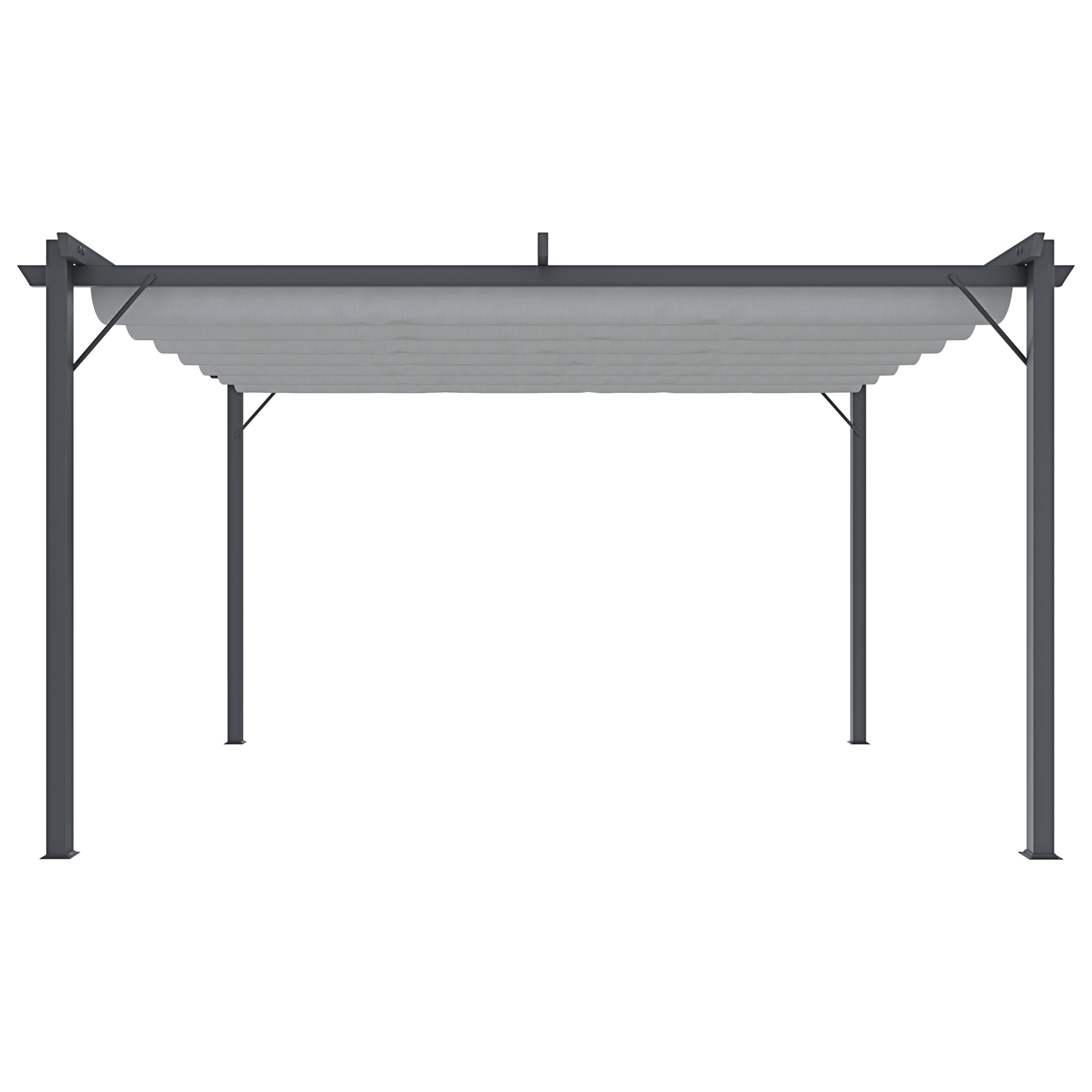 BRICOZONE Pergola Gazebo Giardino Telo Retrattile Pergolato Impermeabile Richiudibile Struttura In Acciaio Terrazzo Balcone Veranda Patio Piscina Esterno Design Moderno Elegante (3 x 4 M, Grigio)