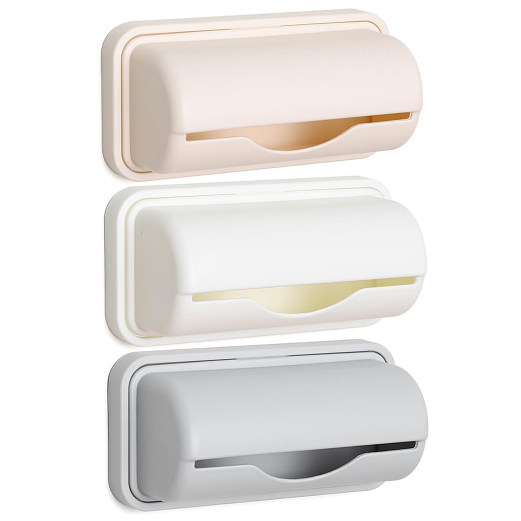 CAKEEYUM 3PCS Bag Dispenser 5.9x5.3x2.6'' Adhesive Trash Bag Holder with Large Opening Garbage Dispenser with Smooth Extraction for Kitchen and Bathroom Trash Holder Garbage