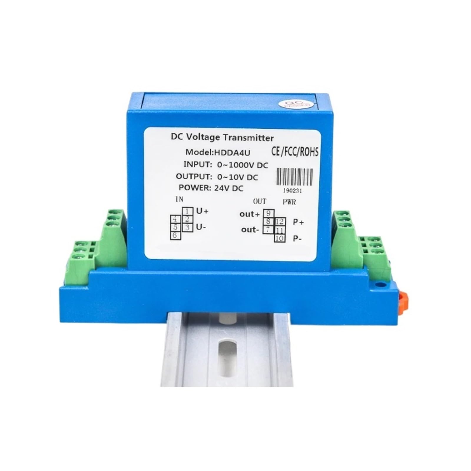 Transducteur de tension CC 0-200V avec sortie analogique isolée 4-20mA RS485 pour signal stable 24V