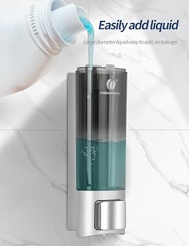 Single 200ML Soap Dispenser Bathroom Wall Mounted Shower Gel Shampoo and Conditioner Dispenser Kitchen Dish Detergent Container Hand Body Wash Liquid Soap Dispenser for Home Hotel Restaurant