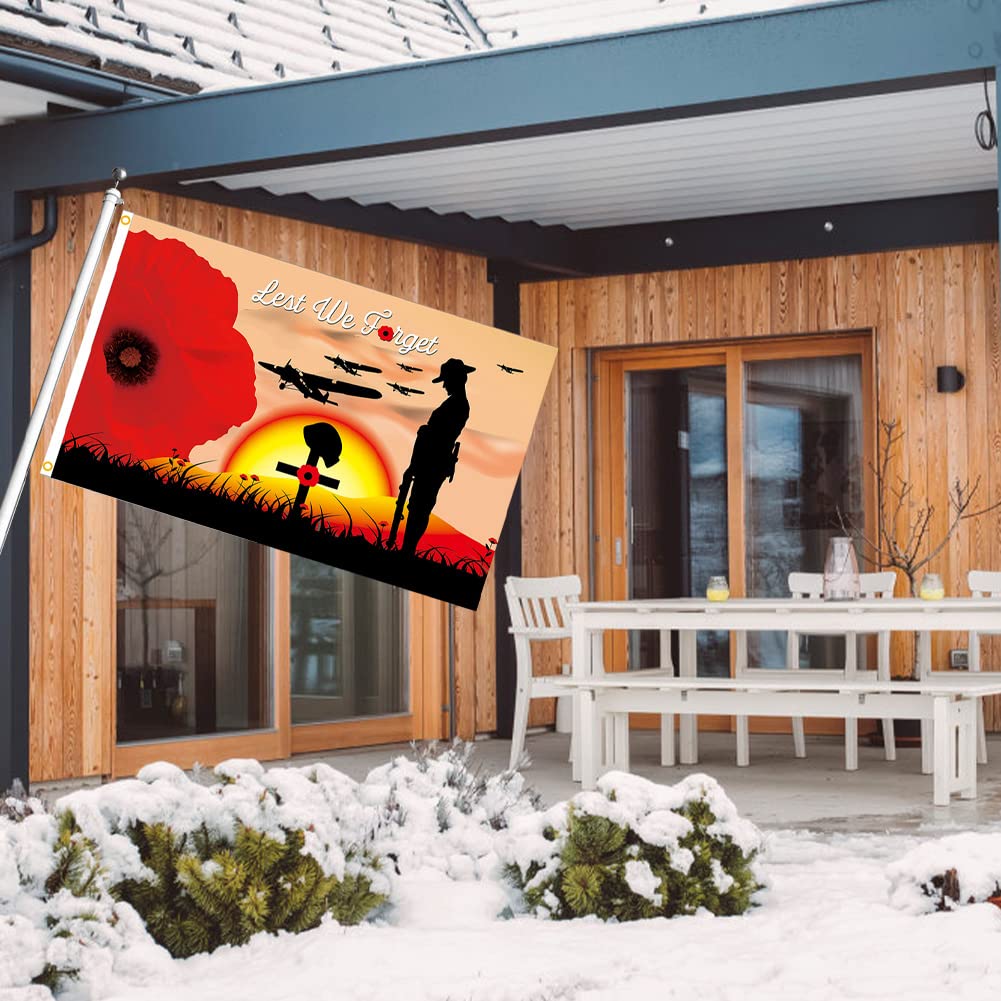 Rvtkak 90 x 150cm Remembrance Day Banner Flag for House Outdoor Flag Single Layer Polyester Banner, Style 1, 90*150cm - Image 3