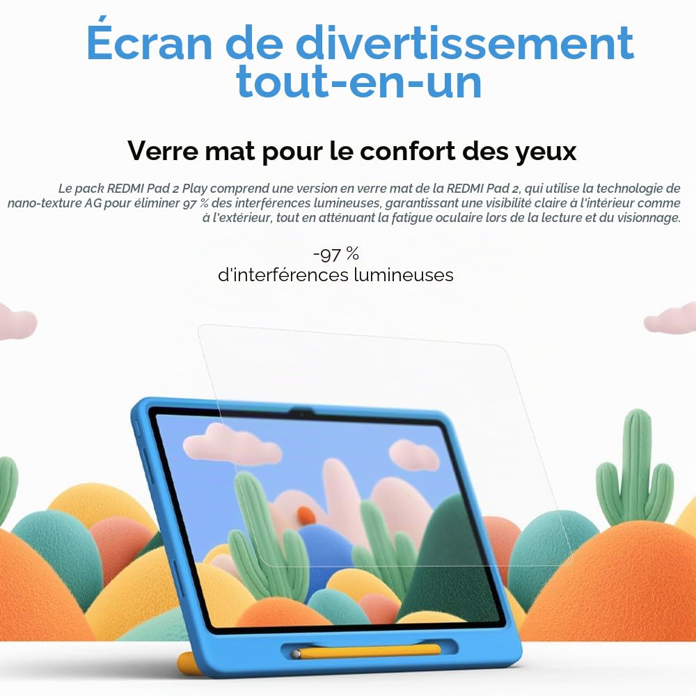 XIAOMI Redmi Pad 2 Tablette Enfant 4+128Go (Gris) - MediaTek Helio G100-Ultra, Écran 11" 2.5K, Batterie 9000mAh + Charge Rapide 18W, Caméras 8MP+5MP, Bundle avec Stylet et Housse, HyperOS