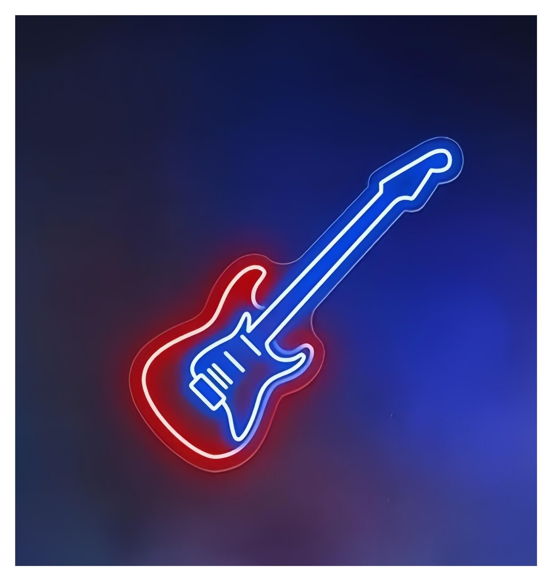 SHOUXI Sign Lamp Electric Guitar Neon Sign Beer Bar Music Room Decoration Music 50X16cm(C)