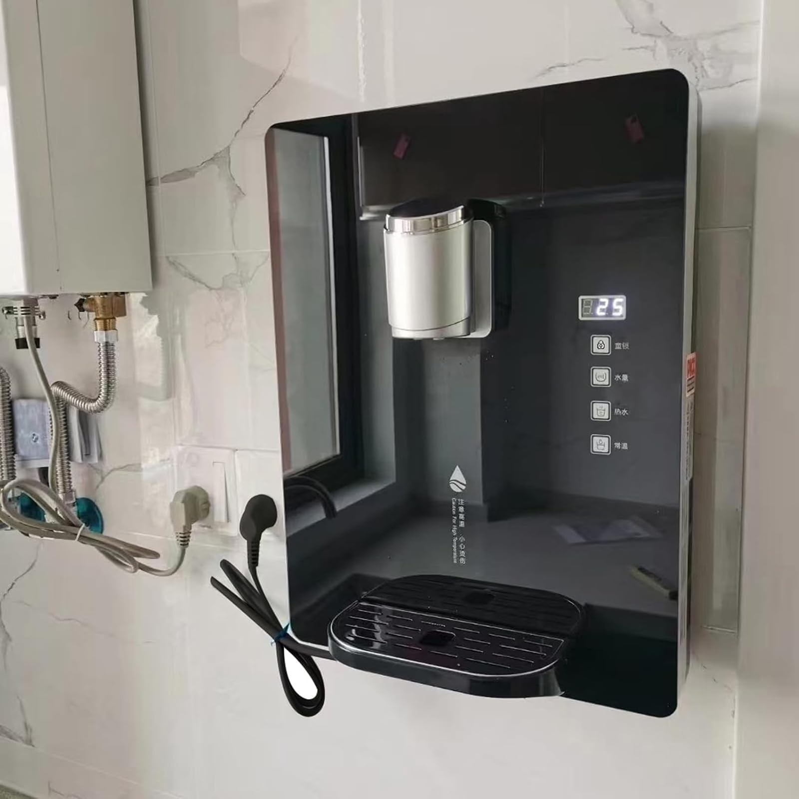 Distributeur Deau Mural Alimenté par Le Réseau, Eau Chaude Et Froide, Capacité De Chauffage De Leau 30 L/h, Double Fonction Glace Et Eau Chaude, Sécurité Enfant Électronique, Écran Tactile