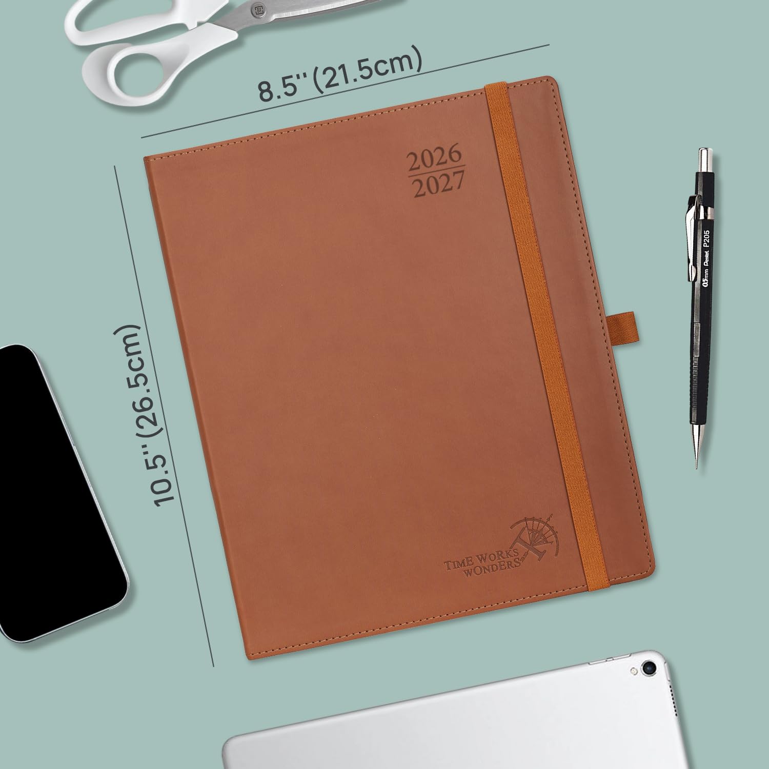 POPRUN Agenda 2026-2027, grande: 21,6 x 26,7 cm, agenda accademica 2026-2027, settimanale e mensile (26 luglio-27 giugno), agenda oraria con tasche interne, copertina morbida in pelle, 100 g/m², verde