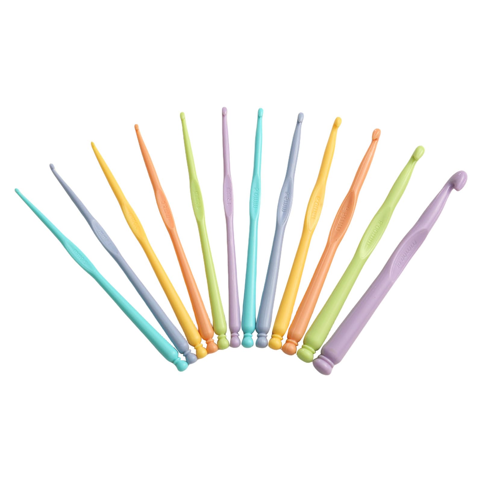 Kalttoy 12Pcs 2.0mm-10mm Ergonomic Crochet Hook Long Handle Crochet Hook Needle for Beginner Experienced Hobbyist Assorted Size