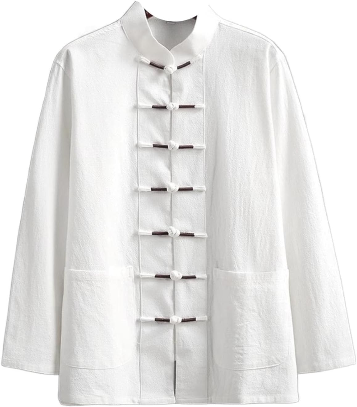 Chinese-Style Linen Tang Suit Long-Sleeve Shirt, Men's Stand-Collar Retro top