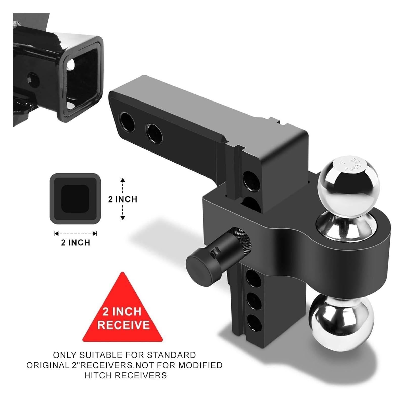 Attelage De Remorque Réglable 2 Pièces avec Récepteur 2"