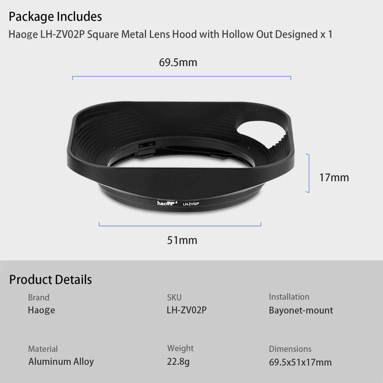 Amazon.com : Haoge LH-ZV02P Lens Hood for Carl Zeiss Biogon T 2/35