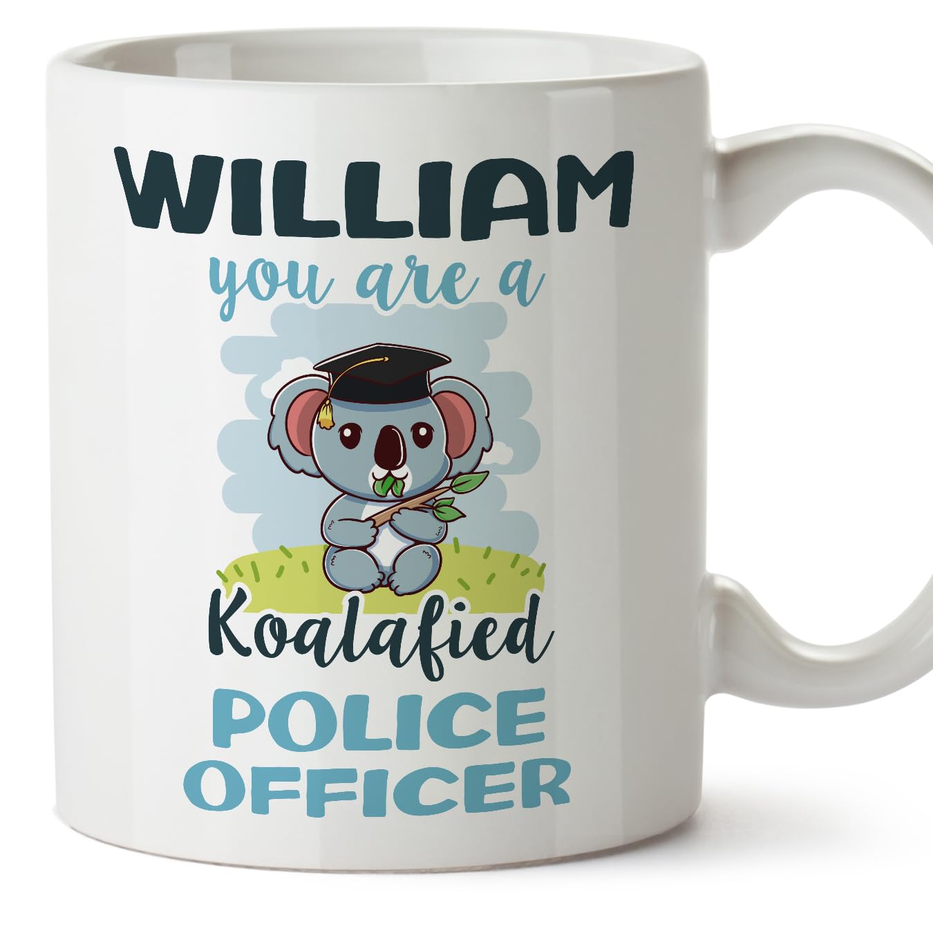MUGFFINS Personalised Mug for Police Officer man - in English - Custom Koalafied - Funny Custom Gift for Colleagues - Ceramic 11oz Mug โ image 1