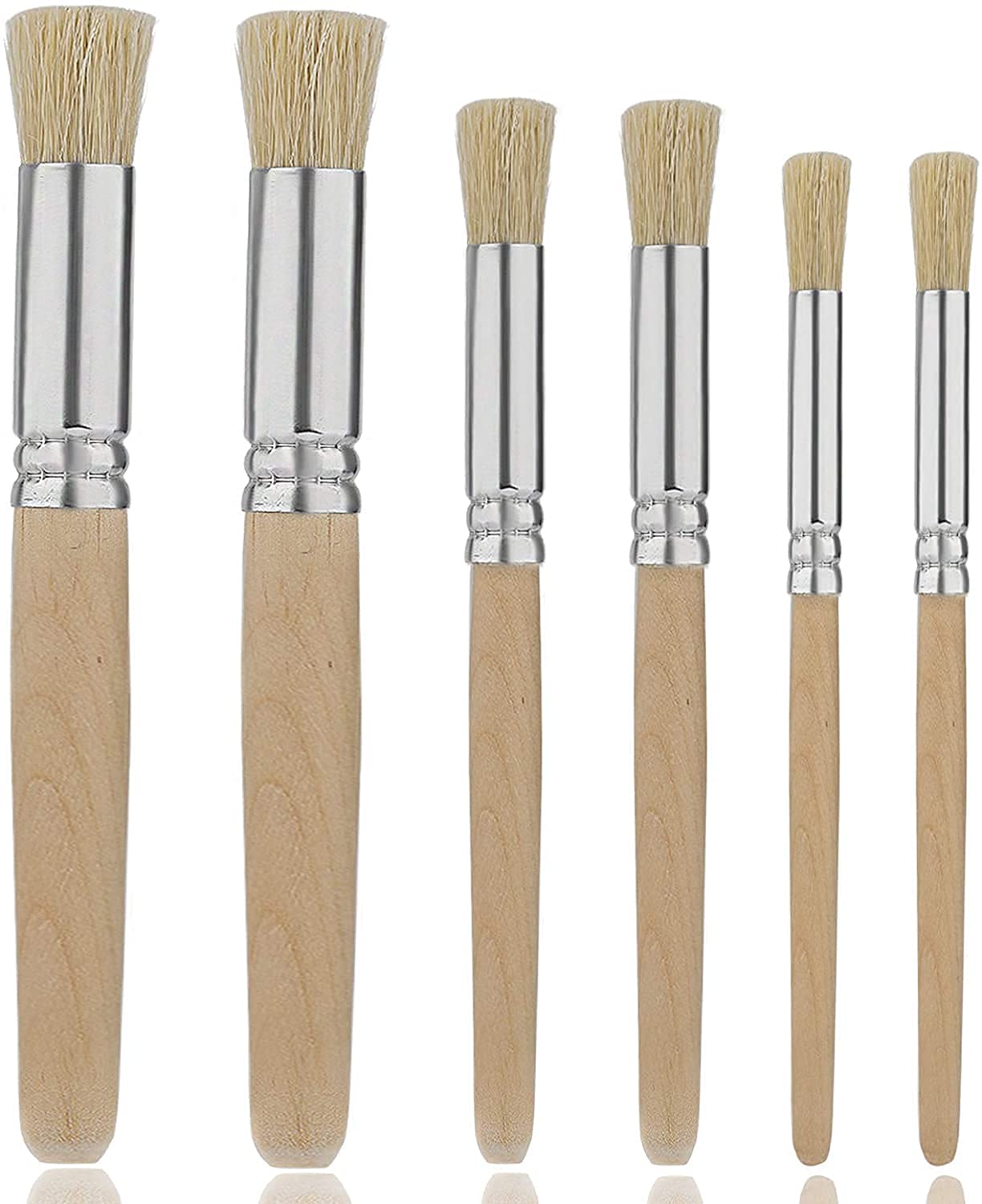 KIRA Stencil Brush Set of 6 pc for Acrylic and Oil Painting(Wood)