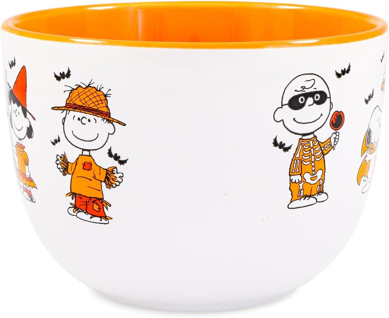 Silver Buffalo Peanuts Halloween Featuring Snoopy (Vampire), Woodstock (Vampire), Charlie Brown (Skeleton), Lucy (Witch), and Linus (Scarecrow) Ceramic Soup Mug, 24 Ounces - Image 4