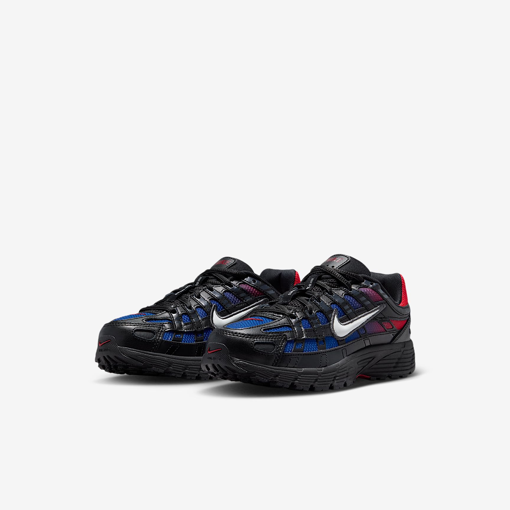 NIKE P-6000 Zapatos de piel y malla transpirable IO9922 Color 002 Negro Rojo Azul Amortiguado Ergonómico