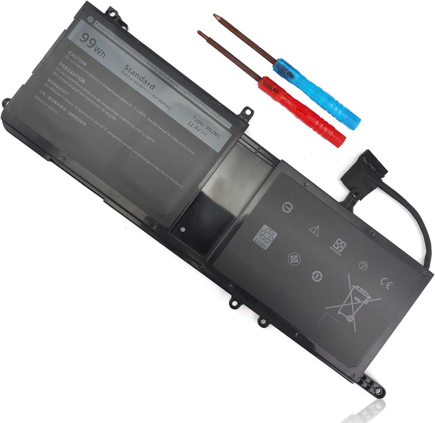 Emanjor Type 9NJM1 44T2R MG2YH Laptop Battery Replacement for Dell Alienware 17 R4 R5 15 R3 R4 P31E P69F P31E001 P31E002 P69F001 P69F002 HF25D 01D82 546FF 0546FF HF250 0HF250 0MG2YH 99Wh 11.4V 6 Cell