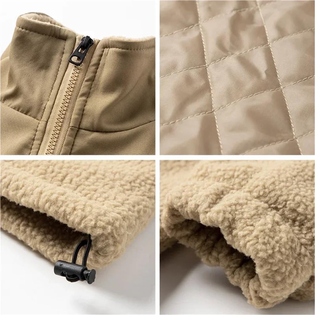 Men's Skiing Fleece Thick Warm Jacket Casual Loose Outdoor Workwear Jacket