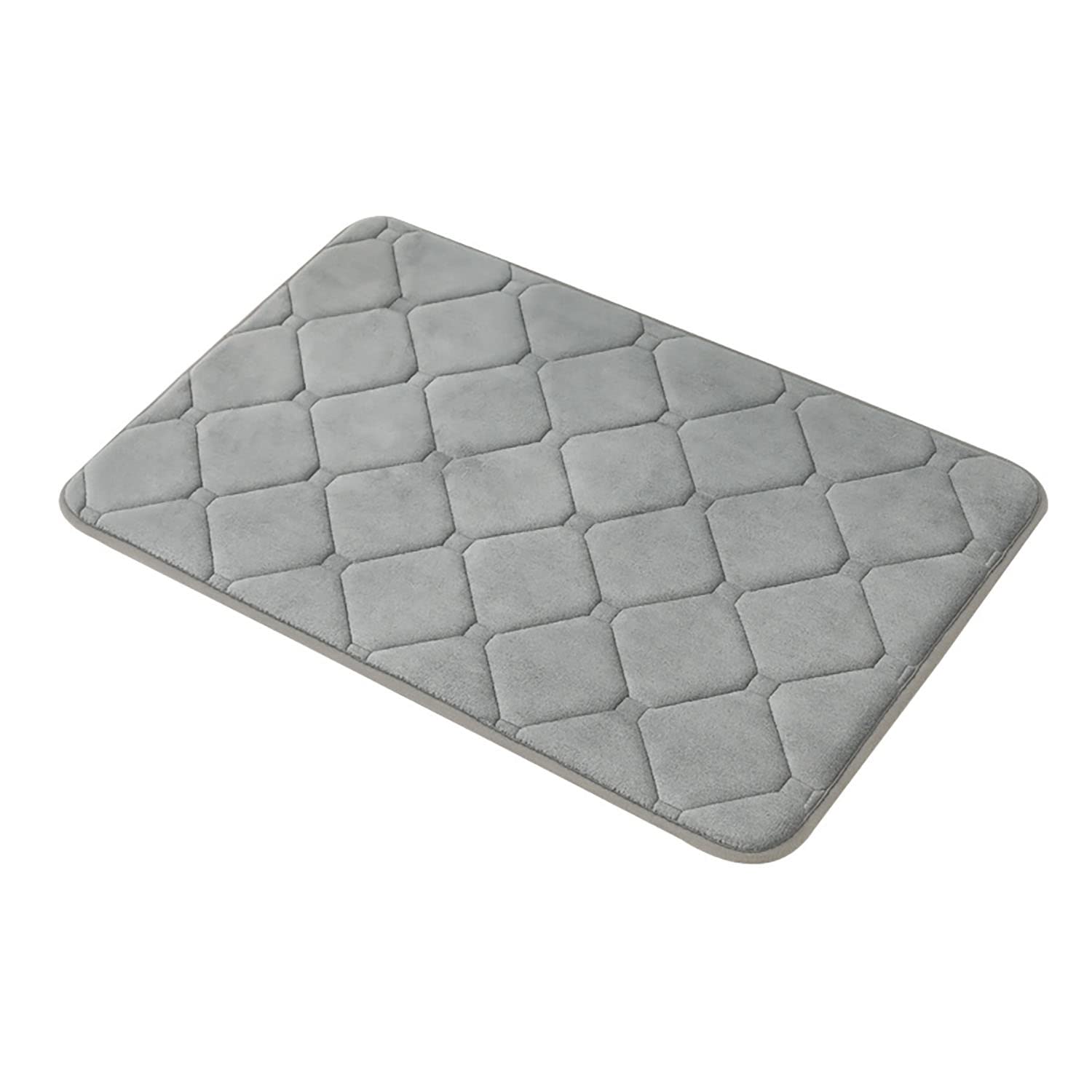 JZS Bathroom Mat 60x40cm Memory Foam Carpet, Floor Rug With Non-slip Backing and Absorbent,Kitchen Mats Machine Wash (Grey)