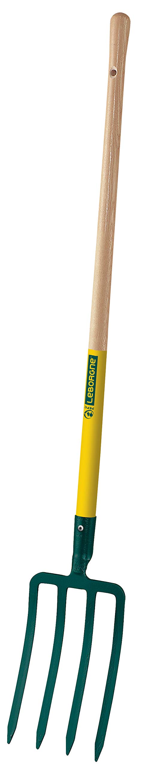 Leborgne, Fourche à Bêcher, 4 dents, Manche Bois, Tête Acier Forgé et Trempé, Manche de 100 cm en bois certifié 100 % PEFC, Manche inclus, Longueur totale 133 cm, Hauteur tête 30 cm, Largeur19 cm