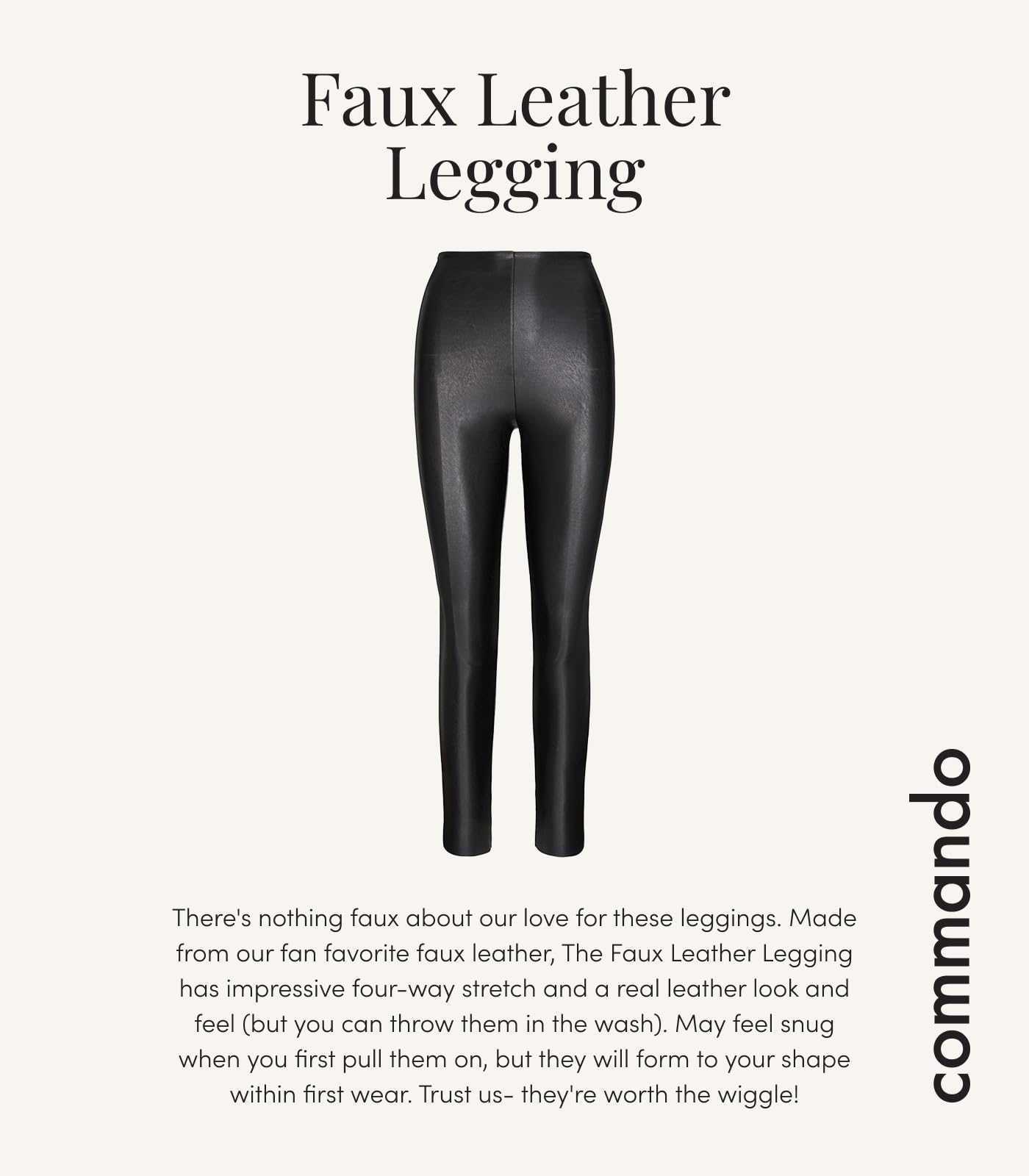 Commando Damen Legging Perfect Control Leggings aus Kunstleder Slg06