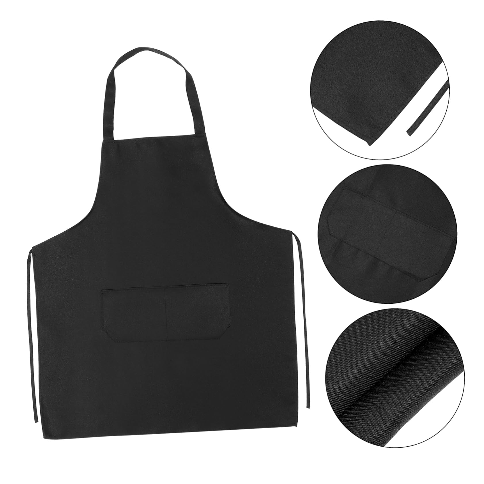 Ciieeo 10 Stück-pack Küchenschürze aus Polyester, Schwarz mit Doppeltaschen