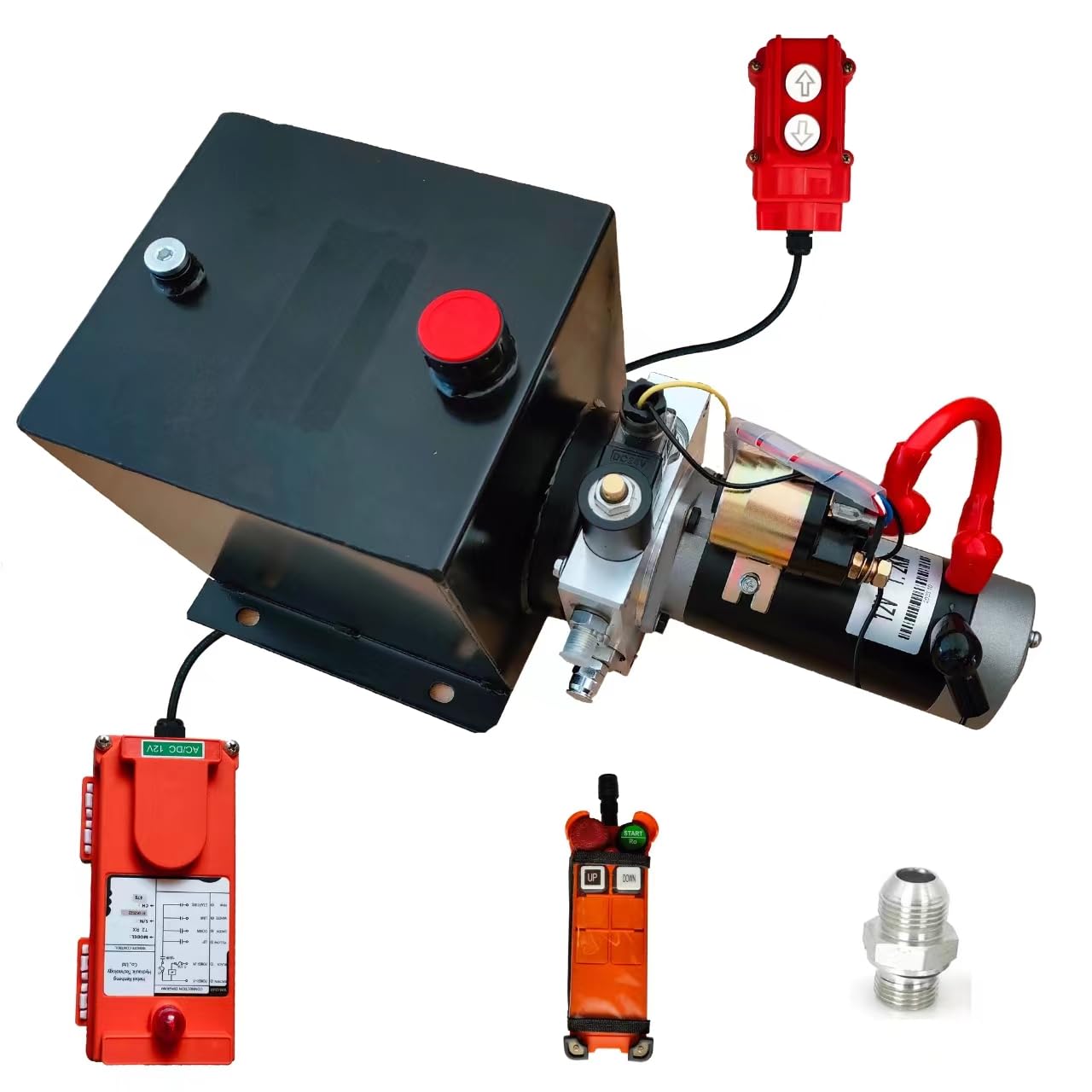 Hydraulic Power Unit for Dump Trailer Car Lifting Platforms, 2200PSI 12V DC Hydraulic Station Pump, Single Acting,1.2 kW, 8 Quart+Remote