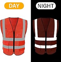 Vista 47 de HYCOPROT High Visibility Mesh Safety Reflective Vest with Pockets and Zipper, Meets ANSI/ISEA Standards