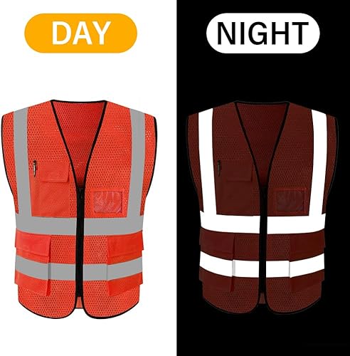 Miniatura 47 de HYCOPROT High Visibility Mesh Safety Reflective Vest with Pockets and Zipper, Meets ANSI/ISEA Standards