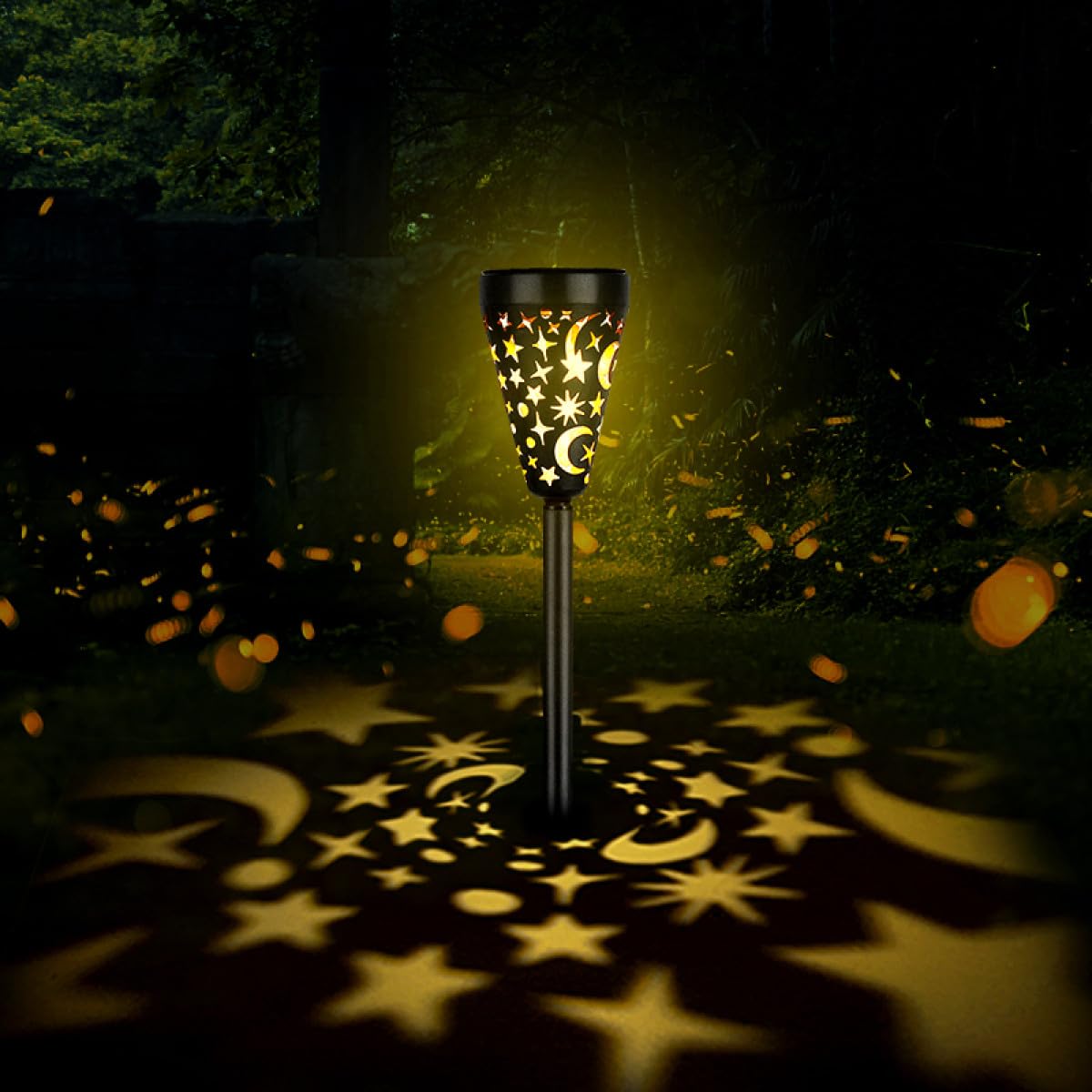 4 Stück Solar Gartenleuchten Außen Star Hollow Design Solar Wegeleuchten für Hof Terrasse und Rasendekoration
